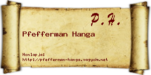 Pfefferman Hanga névjegykártya